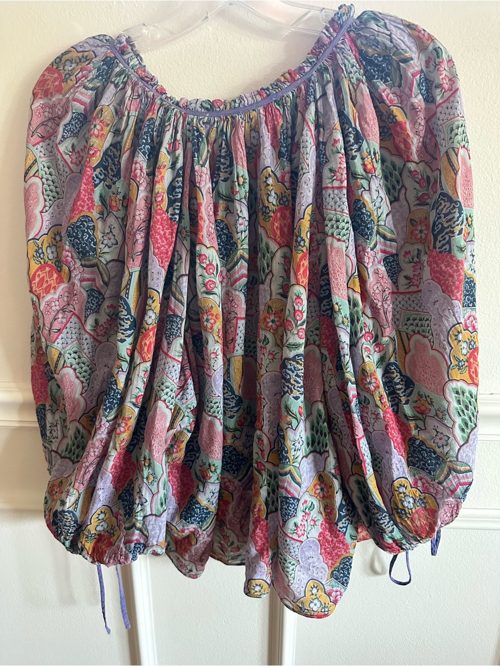 Rhode mix print patchwork long sleeve floral print blouse - Picture 6 of 7